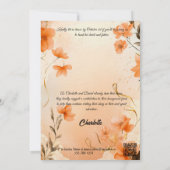 ピーチと金ゴールドブライダルシャワーとレースアクセント 招待状 (裏面)