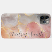 ピーチと金ゴールドマーブルアゲート Case-Mate iPhoneケース (裏面(横))