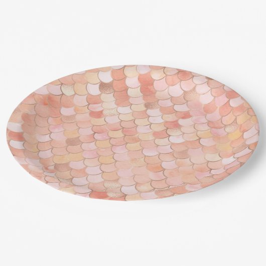 ピーチと金ゴールドマーメイドはかりで測 ペーパープレート (アングル)
