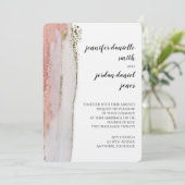 ピーチと金ゴールド水彩結婚式招待状 招待状 (スタンド正面)