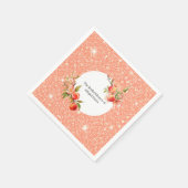 ピーチのように優雅で愛らしい ブライダルシャワーパーティー スタンダードカクテルナプキン (角)