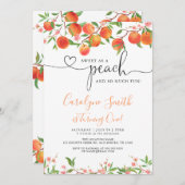 ピーチのように甘い誕生日パーティーの招待状 招待状 (正面/裏面)