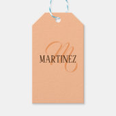 ピーチのエレガントパーソナライズされた毛名 ギフトタグ (正面)