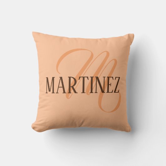 ピーチのエレガントパーソナライズされた毛名 クッション (正面)