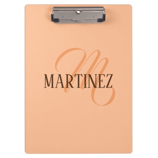 ピーチのエレガントパーソナライズされた毛名 クリップボード (正面)