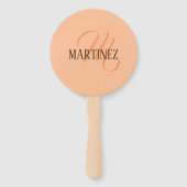 ピーチのエレガントパーソナライズされた毛名 ハンドファン (裏面)