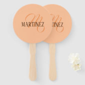 ピーチのエレガントパーソナライズされた毛名 ハンドファン (正面&裏面)
