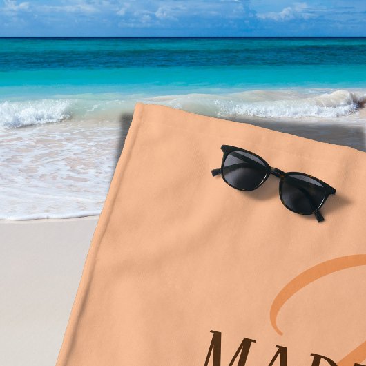 ピーチのエレガントパーソナライズされた毛名 ビーチタオル