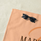 ピーチのエレガントパーソナライズされた毛名 ビーチタオル (インサイチュ)