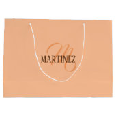ピーチのエレガントパーソナライズされた毛名 ラージペーパーバッグ (裏面)