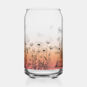 ピーチのワイルドフラワーと蝶 ガラス缶 (正面)