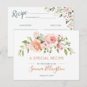 ピーチの花とグリーン、 ブライダルシャワーレシピ ポストカード (正面/裏面)