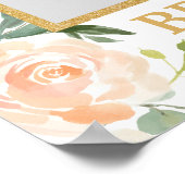 ピーチの花のボヘミア風グリーンフォトプロップ ゴールド ポスター (角)