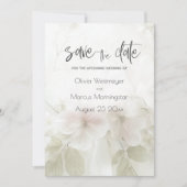 ピーチの花の淡いピンク色のSave the Date 招待状 (正面)