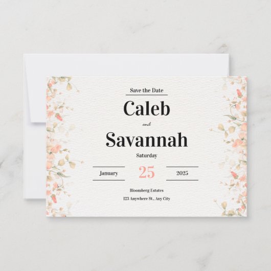 ピーチの花びら セーブ・ザ・デートカード セーブザデート (正面)