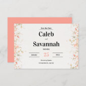 ピーチの花びら セーブ・ザ・デート カード (正面/裏面)