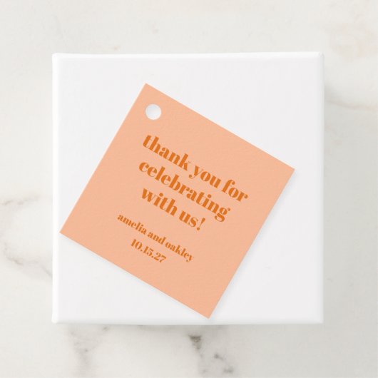 ピーチはっきりしたオレンジレトロカスタムウェディングサンキュー フェイバータグ (インサイチュ)