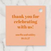 ピーチはっきりしたオレンジレトロカスタムウェディングサンキュー フェイバータグ (裏面)