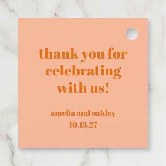 ピーチはっきりしたオレンジレトロカスタムウェディングサンキュー フェイバータグ (裏面)