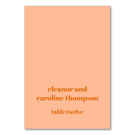 ピーチはっきりしたオレンジレトロカスタムウェディング座席表 テーブルナンバー (正面)
