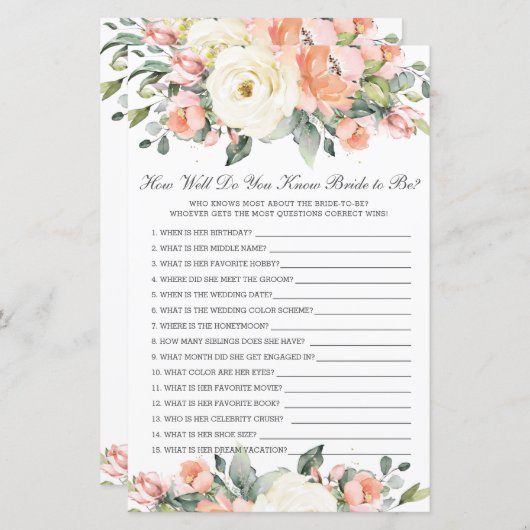 ピーチアイボリーフローラどのように良く知っている花嫁 (正面/裏面)