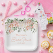 ピーチアイボリーフローラブライダルシャワー ペーパープレート (パーティー)