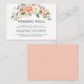ピーチアイボリーホワイトピンクフローラズ結婚ウィッシングウェル エンクロージャーカード (正面/裏面)