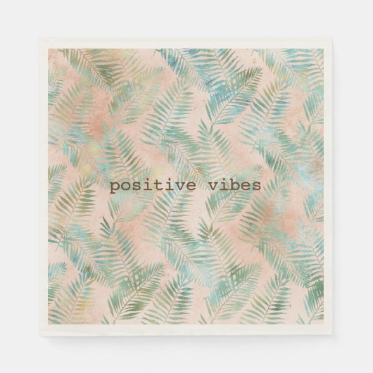 ピーチアクアグリーントロピカル葉 スタンダードランチョンナプキン (正面)