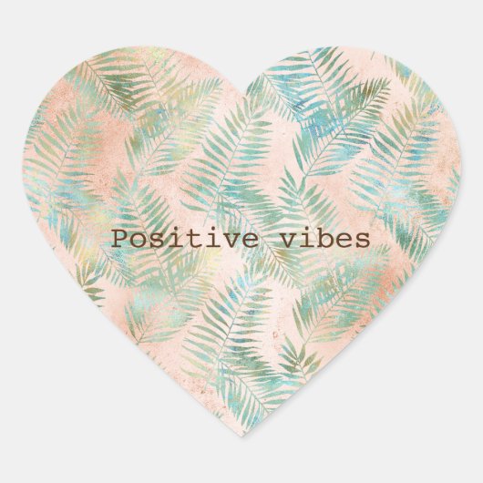 ピーチアクアグリーントロピカル葉 ハートシール (正面)