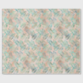 ピーチアクアグリーントロピカル葉 ラッピングペーパー (フラット)