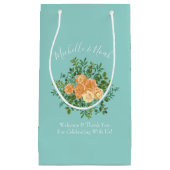 ピーチアクアティール（緑がかった色）結婚ズバラフローラ スモールペーパーバッグ (正面)