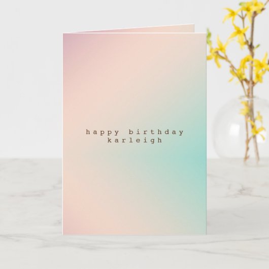 ピーチアクア絞り染めグラデーション カード (黄色い花)