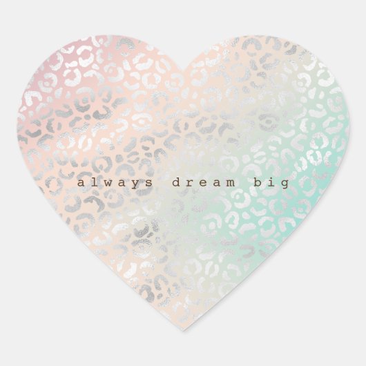 ピーチアクア絞り染めシルバーヒョウ ハートシール (正面)