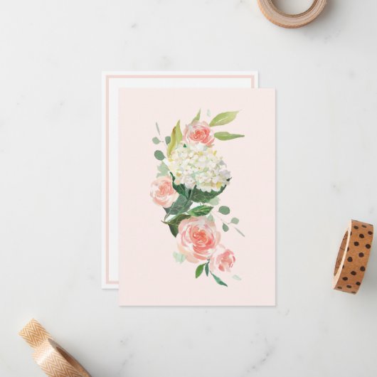 ピーチアジサイあなたの机から個人的な ノートカード (正面/裏面インサイチュ)