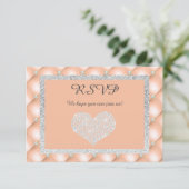 ピーチアプリコットハートダイヤモンドRSVP返信カード 出欠カード (スタンド正面)