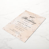 ピーチアプリコット60th誕生日パーティーバラ金ゴールド 箔招待状 (回転した状態)