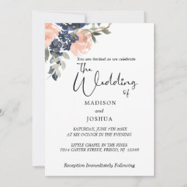 ピーチアンドインディゴブルーフローラ 招待状