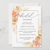 ピーチアンドクリームフローラブライダルシャワー/ブランチ 招待状 (正面)