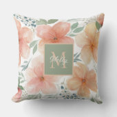 ピーチアンドグリーンウォーター色フローラ装飾用クッション クッション (正面)