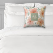 ピーチアンドグリーンウォーター色フローラ装飾用クッション クッション