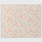 ピーチアンドグリーンキュートラディバグフローラ ラッピングペーパー (フラット)