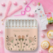 ピーチアンドグリーンスクエア ペーパープレート (パーティー)