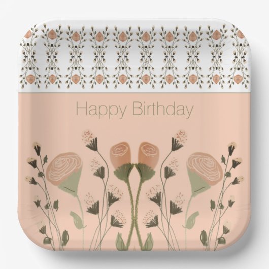 ピーチアンドグリーンスクエア ペーパープレート (正面)