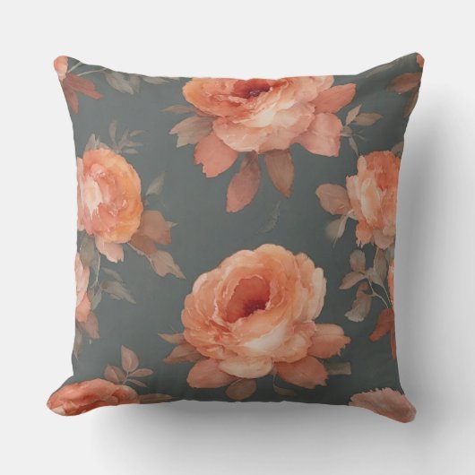 ピーチアンドグレーフローラ クッション (正面)