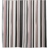 ピーチアンドグレー抽象芸術ストライプ シャワーカーテン (正面)