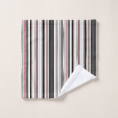 ピーチアンドグレー抽象芸術ストライプ バスタオルセット (ウォッシュタオル)