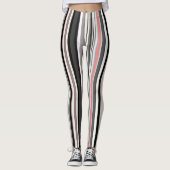 ピーチアンドグレー抽象芸術ストライプ レギンス (正面)