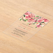 ピーチアンドコーラルフラワーズフローラ結婚式招待状 アクリル招待状 (レイダウン)