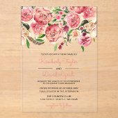 ピーチアンドコーラルフラワーズフローラ結婚式招待状 アクリル招待状 (正面)