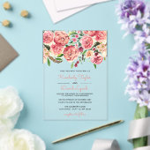 ピーチアンドコーラルフラワーズフローラ結婚式招待状 アクリル招待状 (インサイチュ (ウェディング))